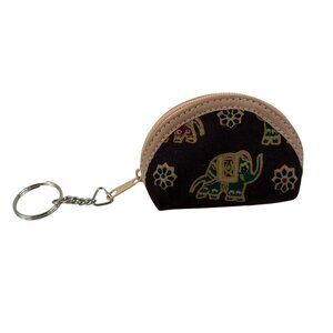 Elephant Print Coin Purse With Keychain